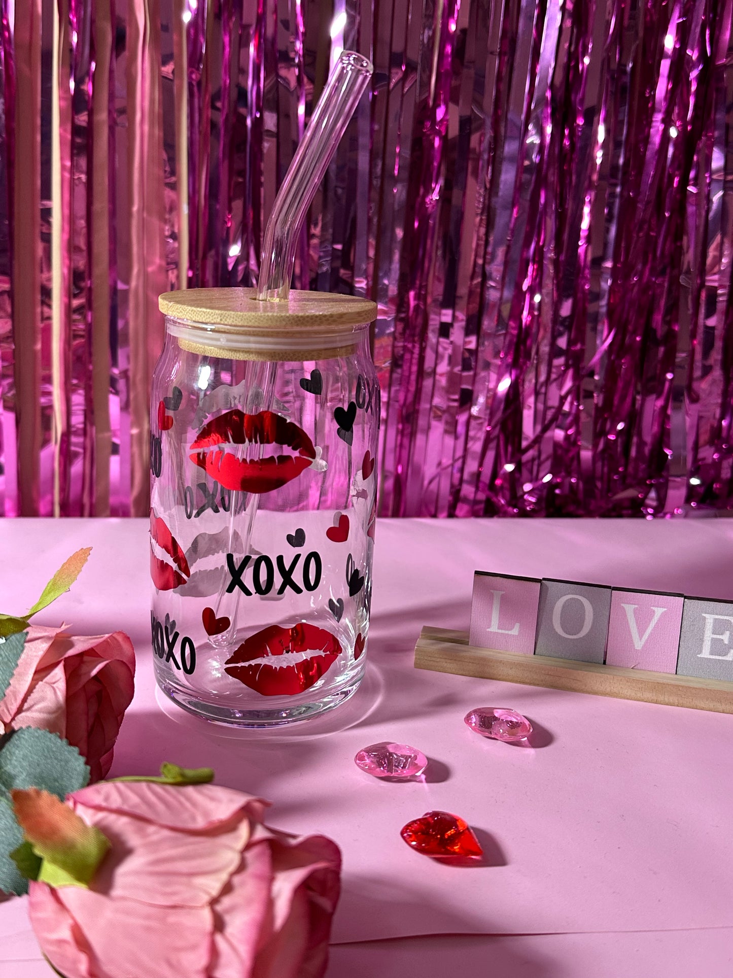 16 oz XOXO Valentine’s Day Libbey Glass