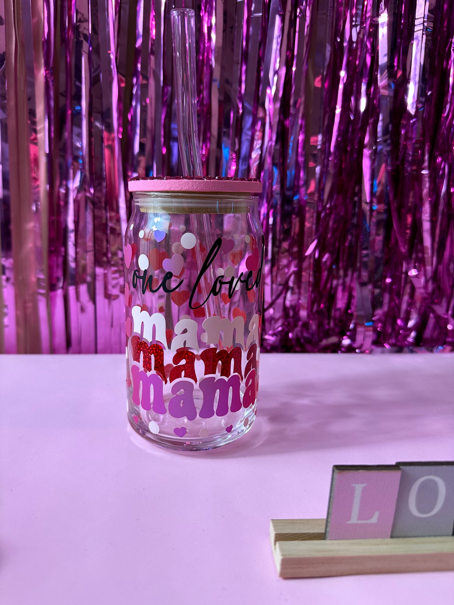 Mama Valentine’s Day Theme Glass