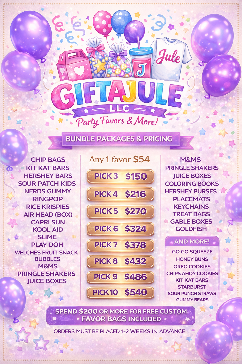 Party Favor Bundle Filled